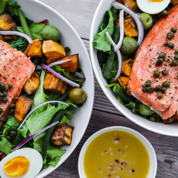 Salmon Nicoise and Honey Mustard