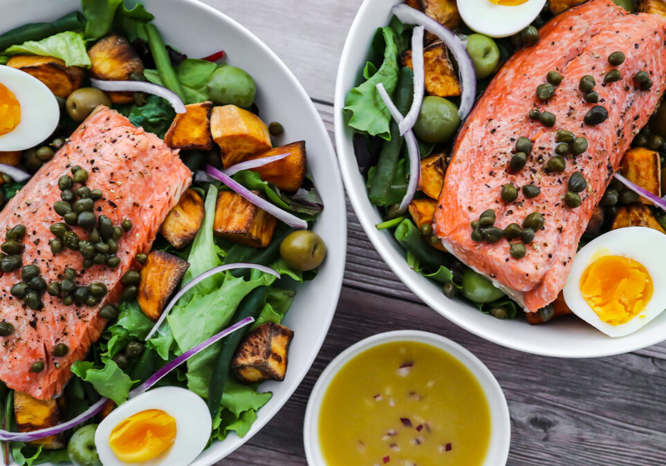 Salmon Nicoise and Honey Mustard